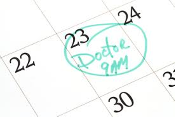calendar with a doctor's appointment written on it